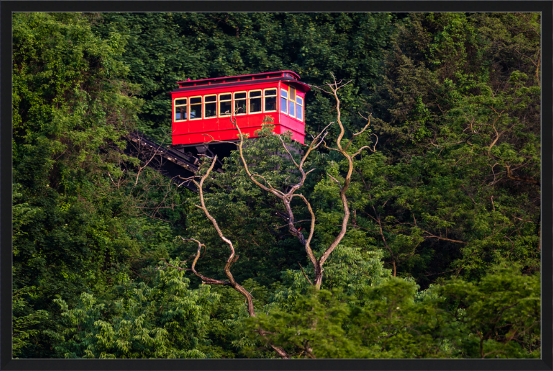 Duquesne Incline Descends Down Mt. Washington - Framed Print
