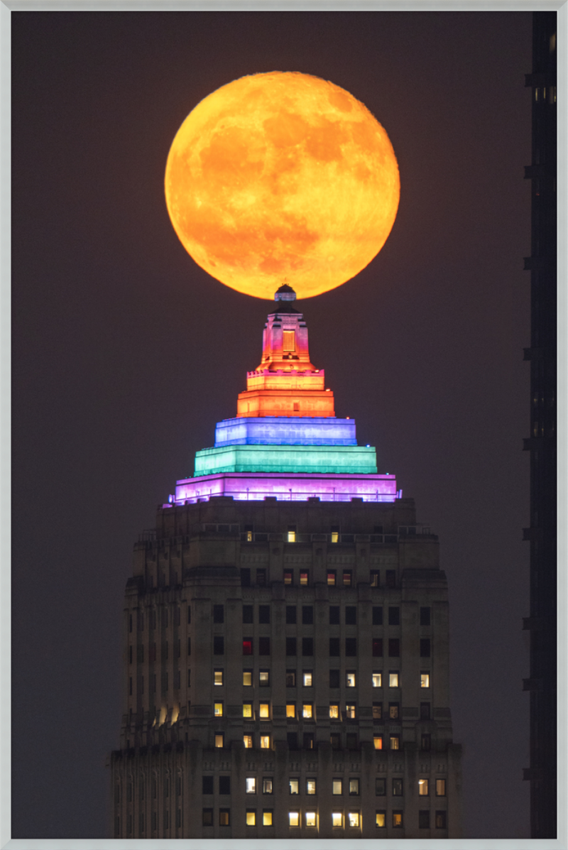 Full Moon Over the Gulf Tower - Framed Print