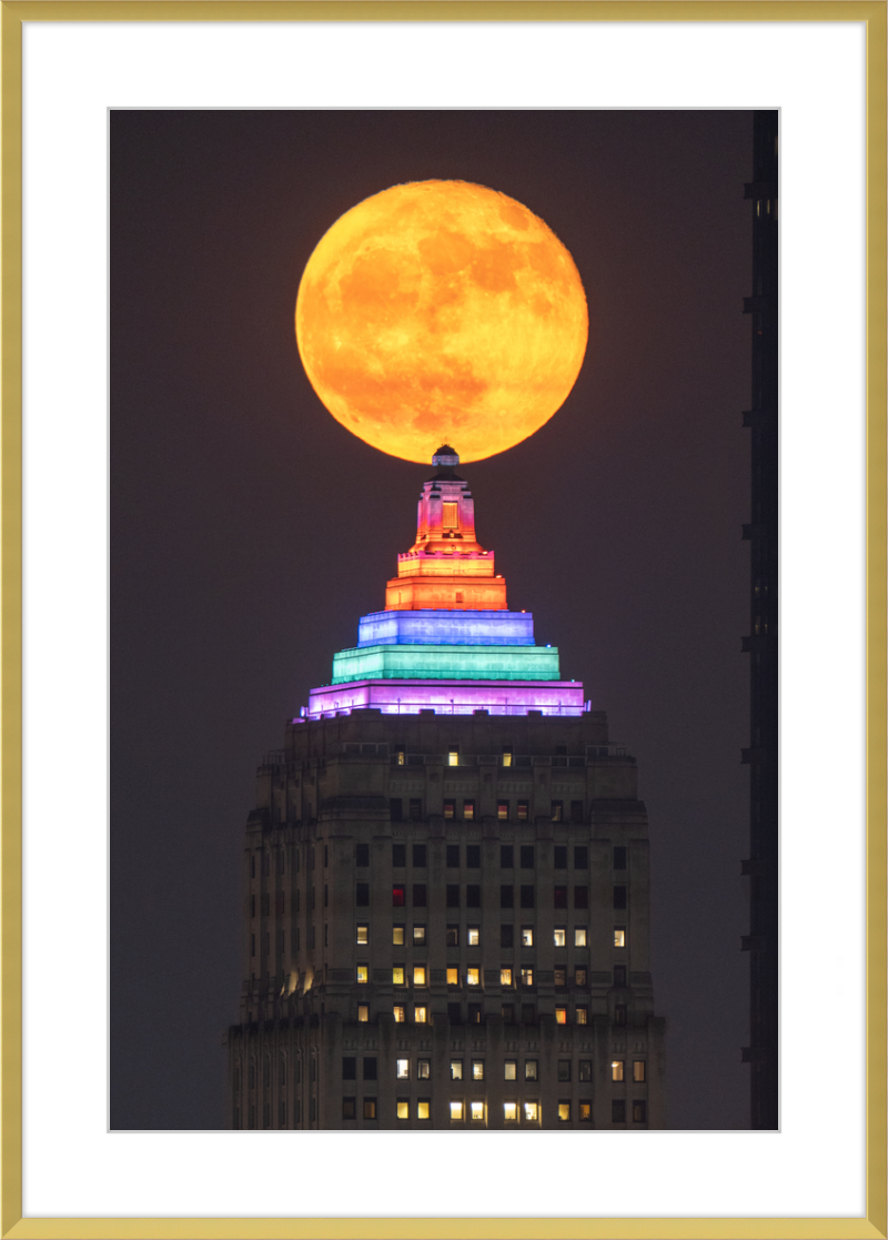 Full Moon Over the Gulf Tower - Framed Print