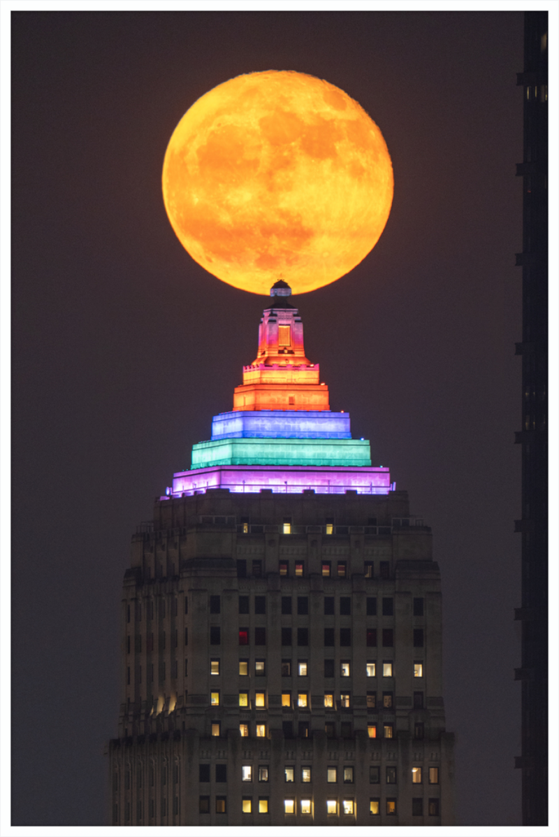 Full Moon Over the Gulf Tower - Framed Print