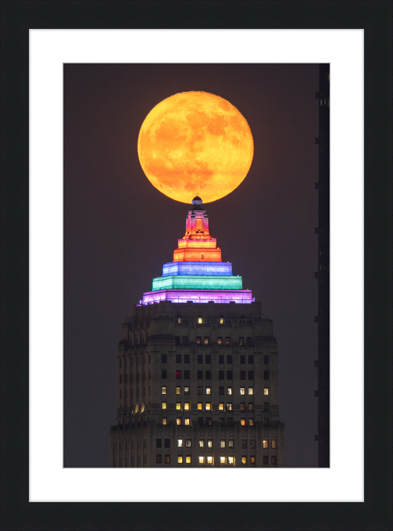 Full Moon Over the Gulf Tower - Framed Print