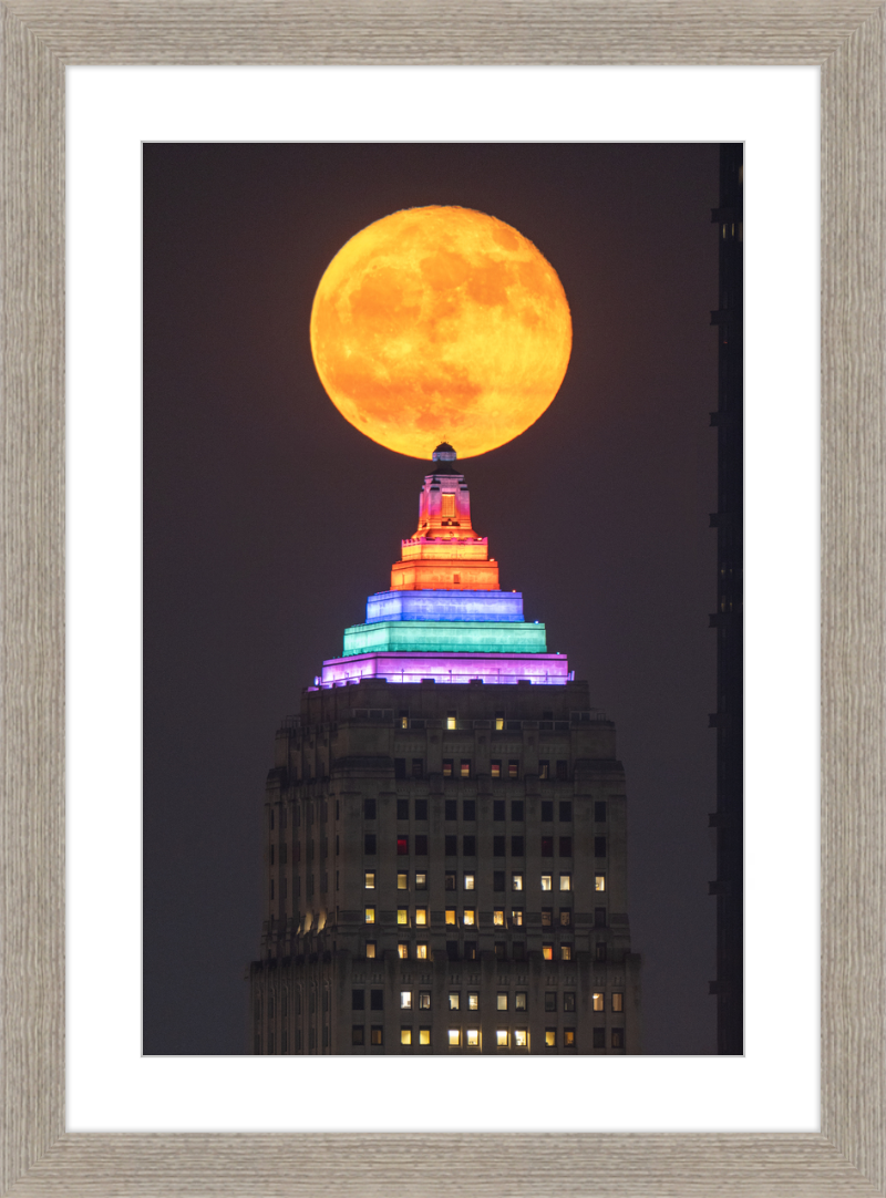 Full Moon Over the Gulf Tower - Framed Print
