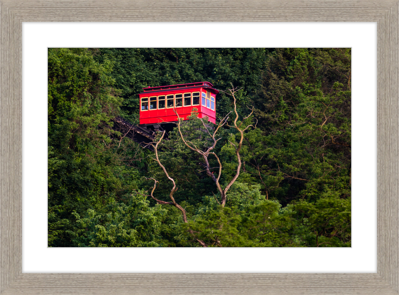 Duquesne Incline Descends Down Mt. Washington - Framed Print