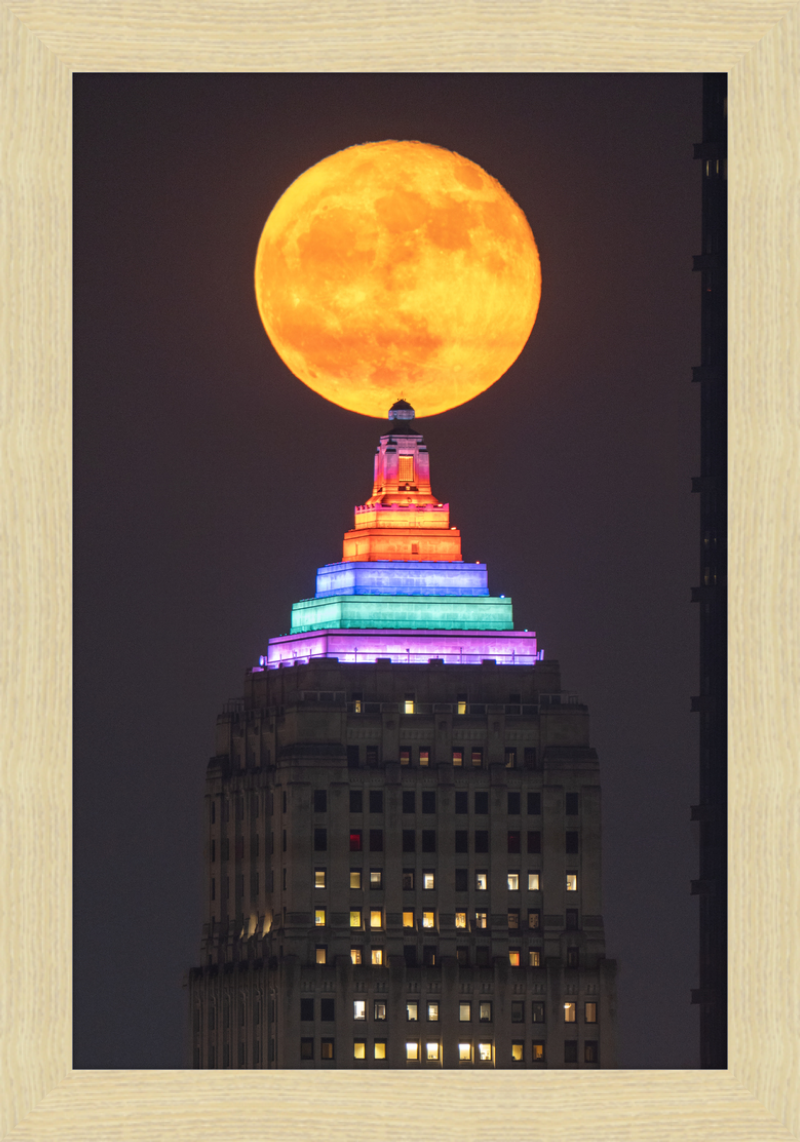 Full Moon Over the Gulf Tower - Framed Print