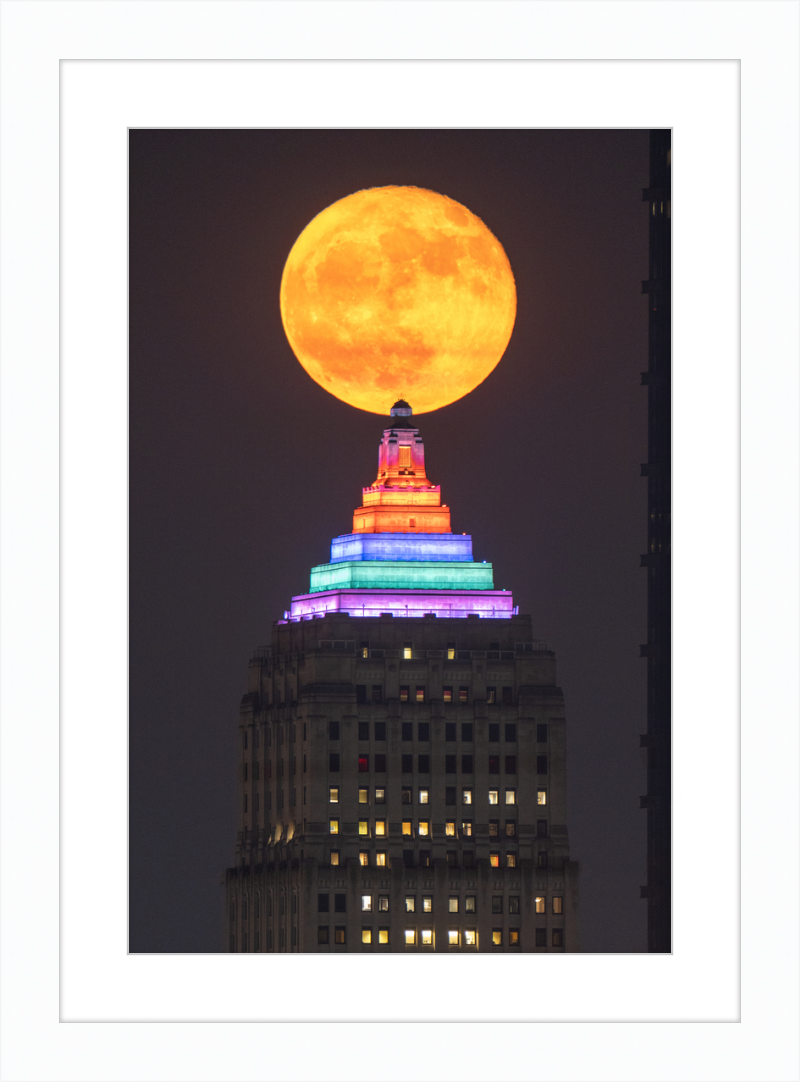 Full Moon Over the Gulf Tower - Framed Print