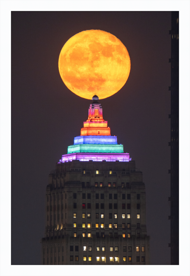 Full Moon Over the Gulf Tower - Framed Print