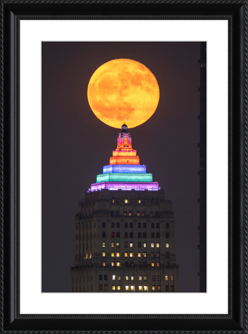 Full Moon Over the Gulf Tower - Framed Print
