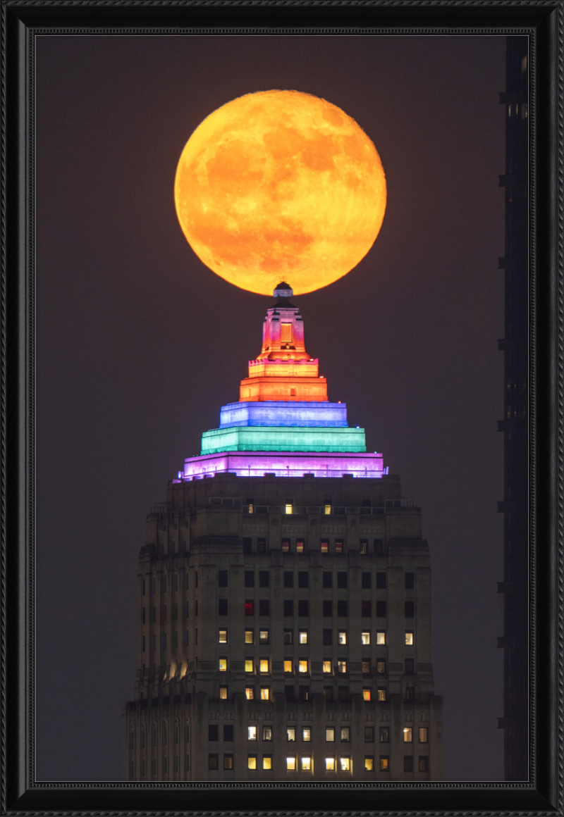Full Moon Over the Gulf Tower - Framed Print