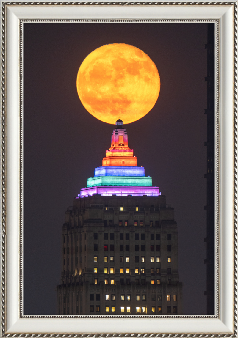 Full Moon Over the Gulf Tower - Framed Print