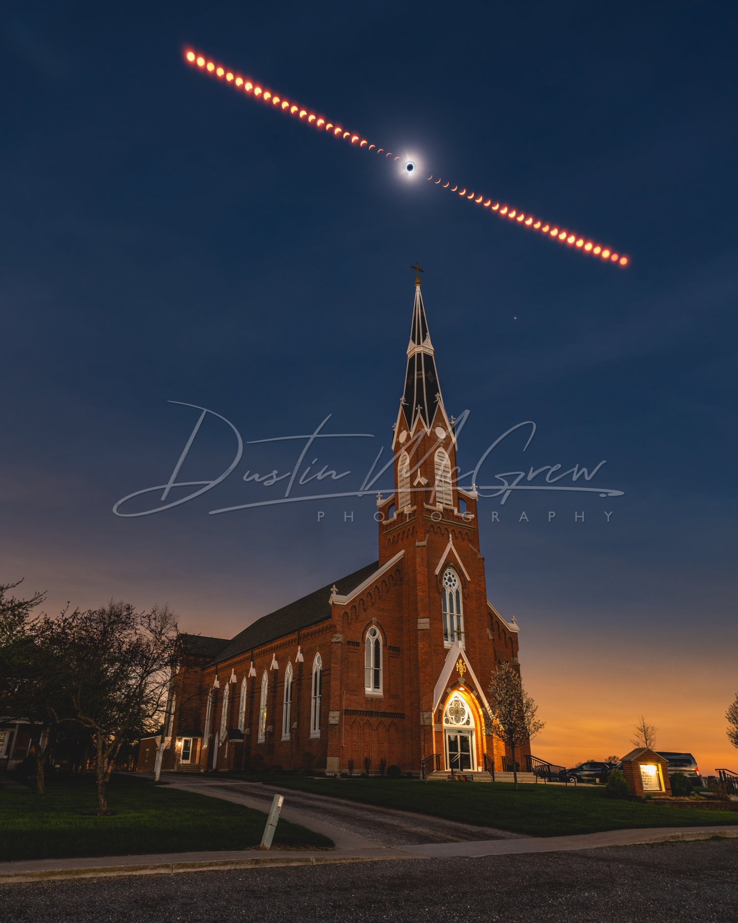 2024 Solar Eclipse and Trinity Church - Telephone pole removed