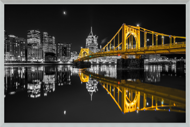 Clemente Bridge Black & Gold Framed Print