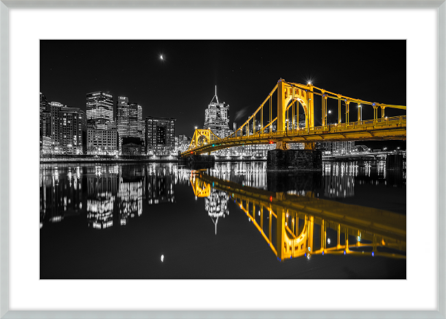 Clemente Bridge Black & Gold Framed Print