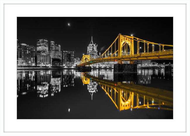 Clemente Bridge Black & Gold Framed Print