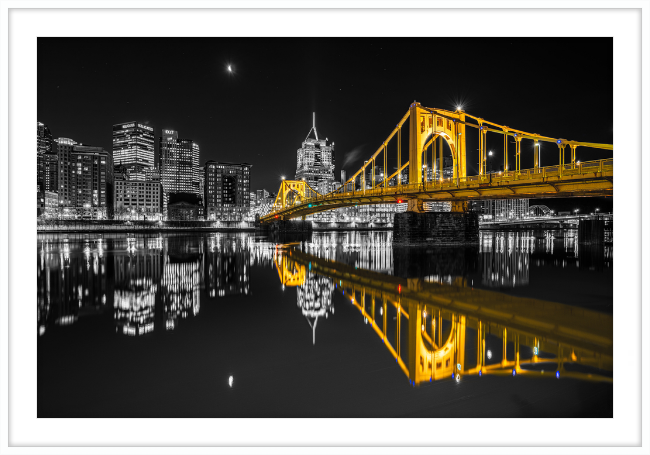 Clemente Bridge Black & Gold Framed Print