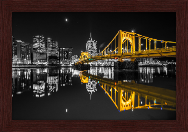 Clemente Bridge Black & Gold Framed Print
