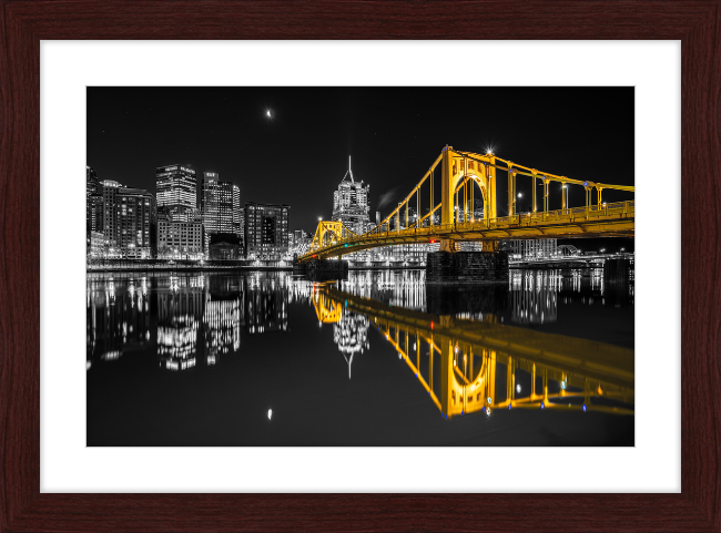 Clemente Bridge Black & Gold Framed Print