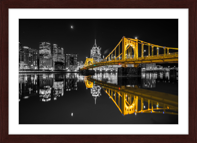 Clemente Bridge Black & Gold Framed Print