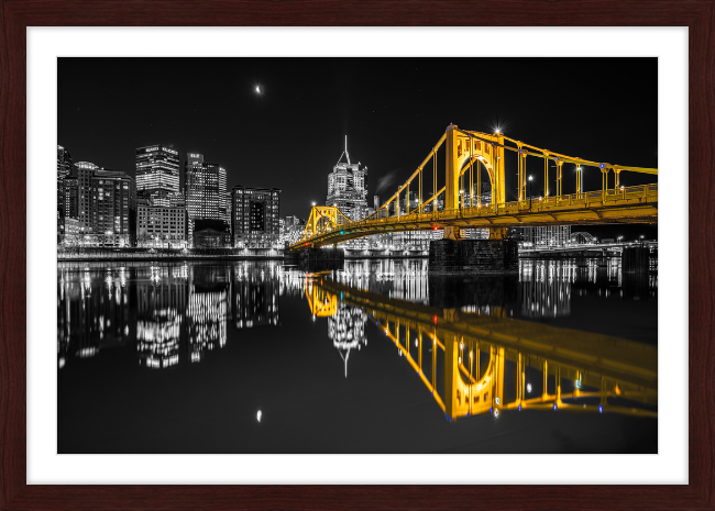 Clemente Bridge Black & Gold Framed Print