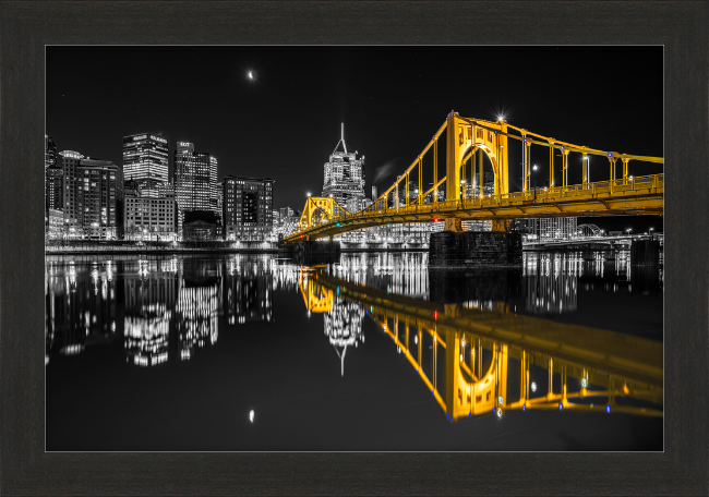 Clemente Bridge Black & Gold Framed Print