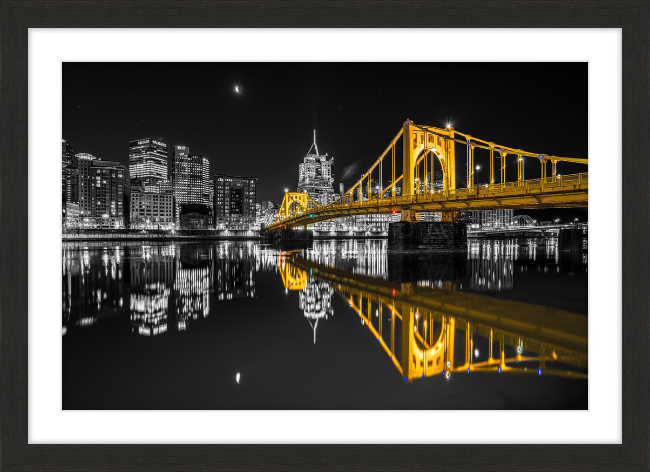 Clemente Bridge Black & Gold Framed Print