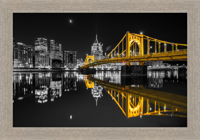 Clemente Bridge Black & Gold Framed Print