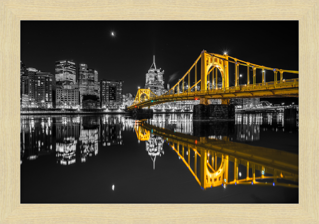 Clemente Bridge Black & Gold Framed Print