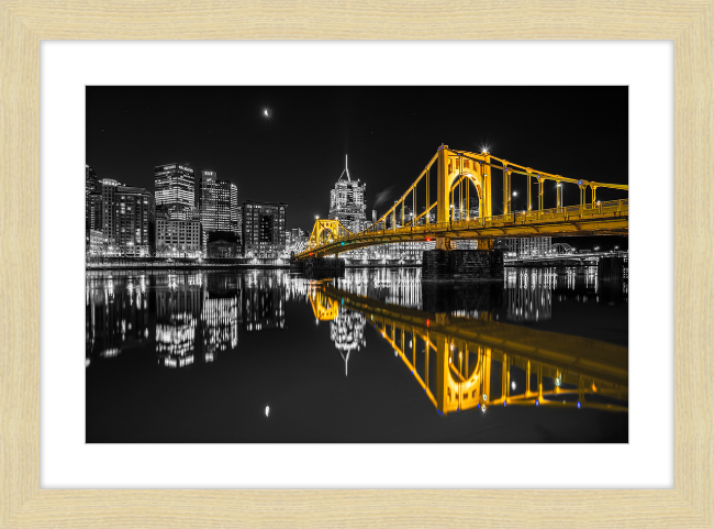 Clemente Bridge Black & Gold Framed Print