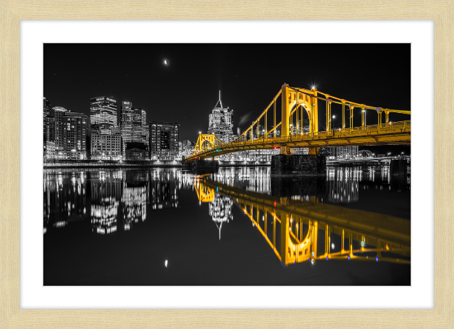 Clemente Bridge Black & Gold Framed Print
