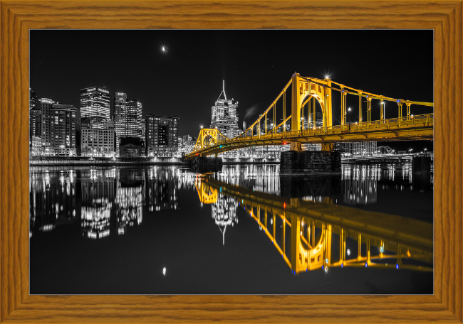 Clemente Bridge Black & Gold Framed Print