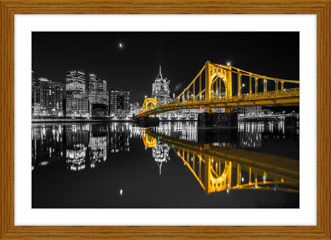 Clemente Bridge Black & Gold Framed Print