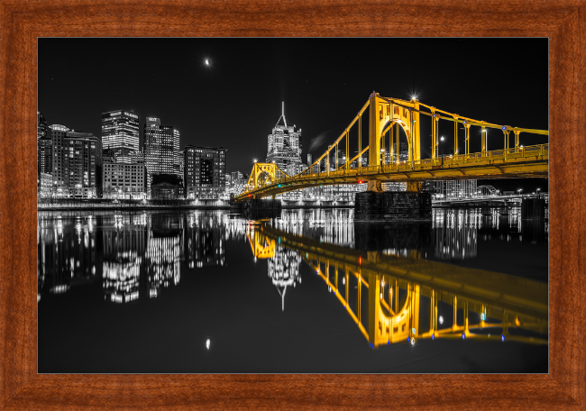 Clemente Bridge Black & Gold Framed Print