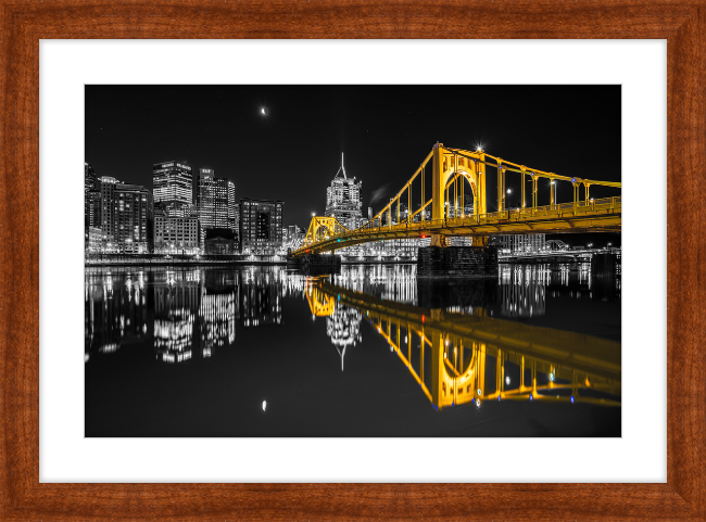 Clemente Bridge Black & Gold Framed Print