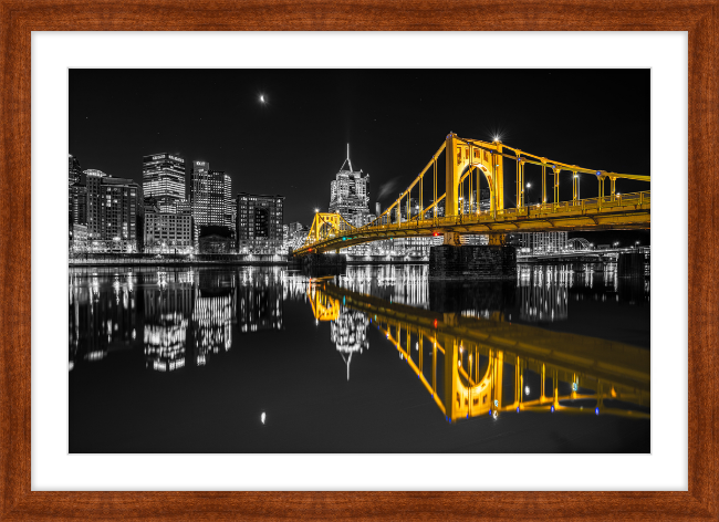 Clemente Bridge Black & Gold Framed Print