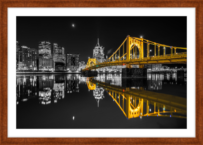 Clemente Bridge Black & Gold Framed Print