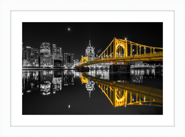 Clemente Bridge Black & Gold Framed Print