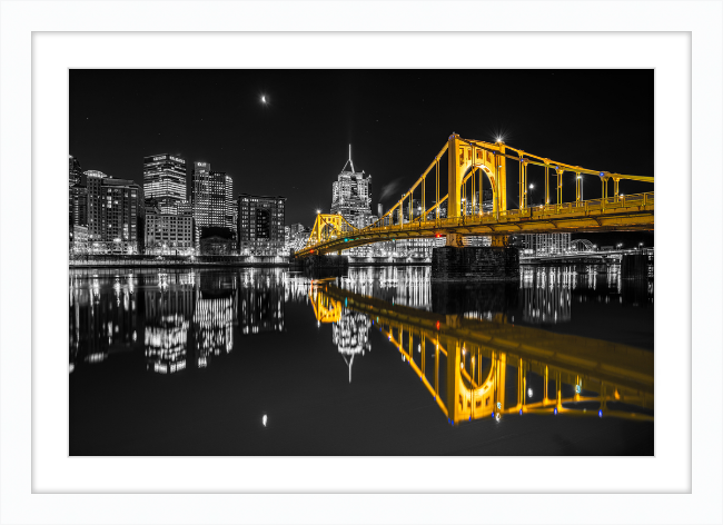 Clemente Bridge Black & Gold Framed Print