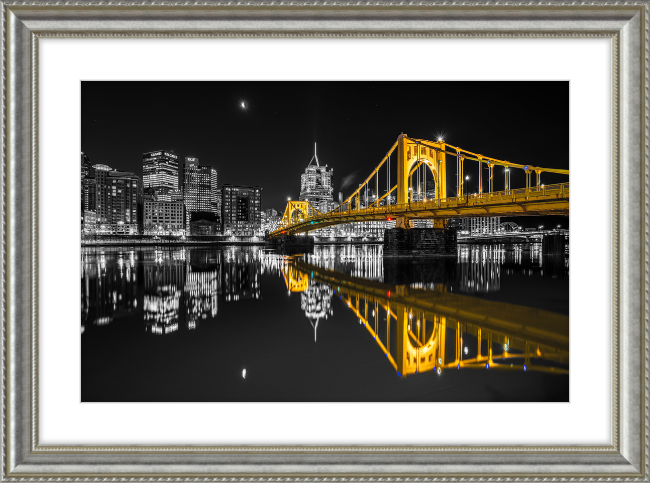 Clemente Bridge Black & Gold Framed Print