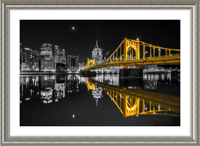 Clemente Bridge Black & Gold Framed Print
