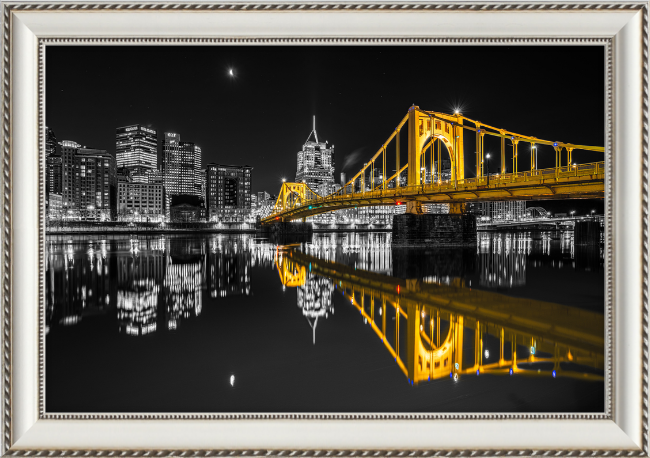 Clemente Bridge Black & Gold Framed Print