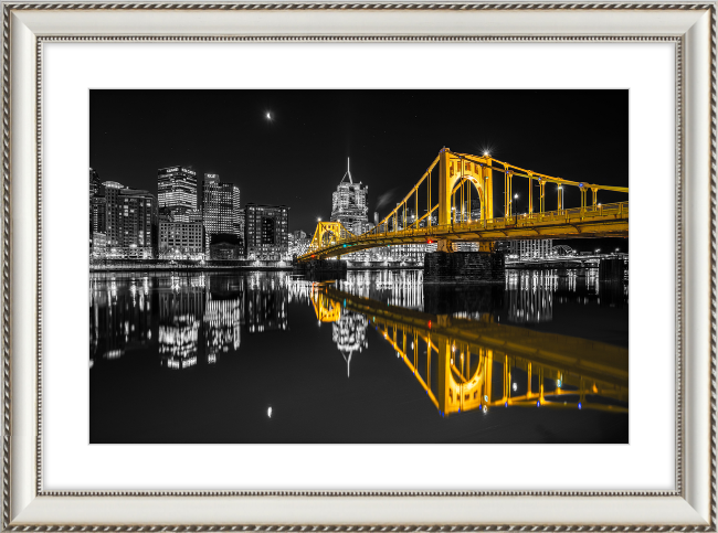 Clemente Bridge Black & Gold Framed Print