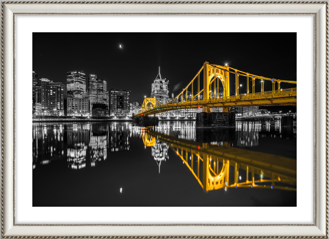 Clemente Bridge Black & Gold Framed Print