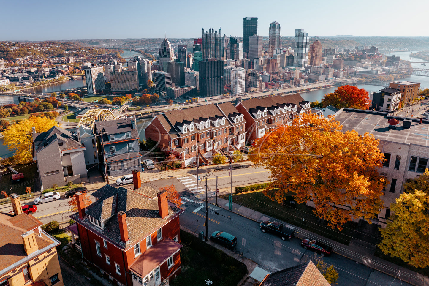 Mt. Washington and Pittsburgh with Bright Fall Foliage