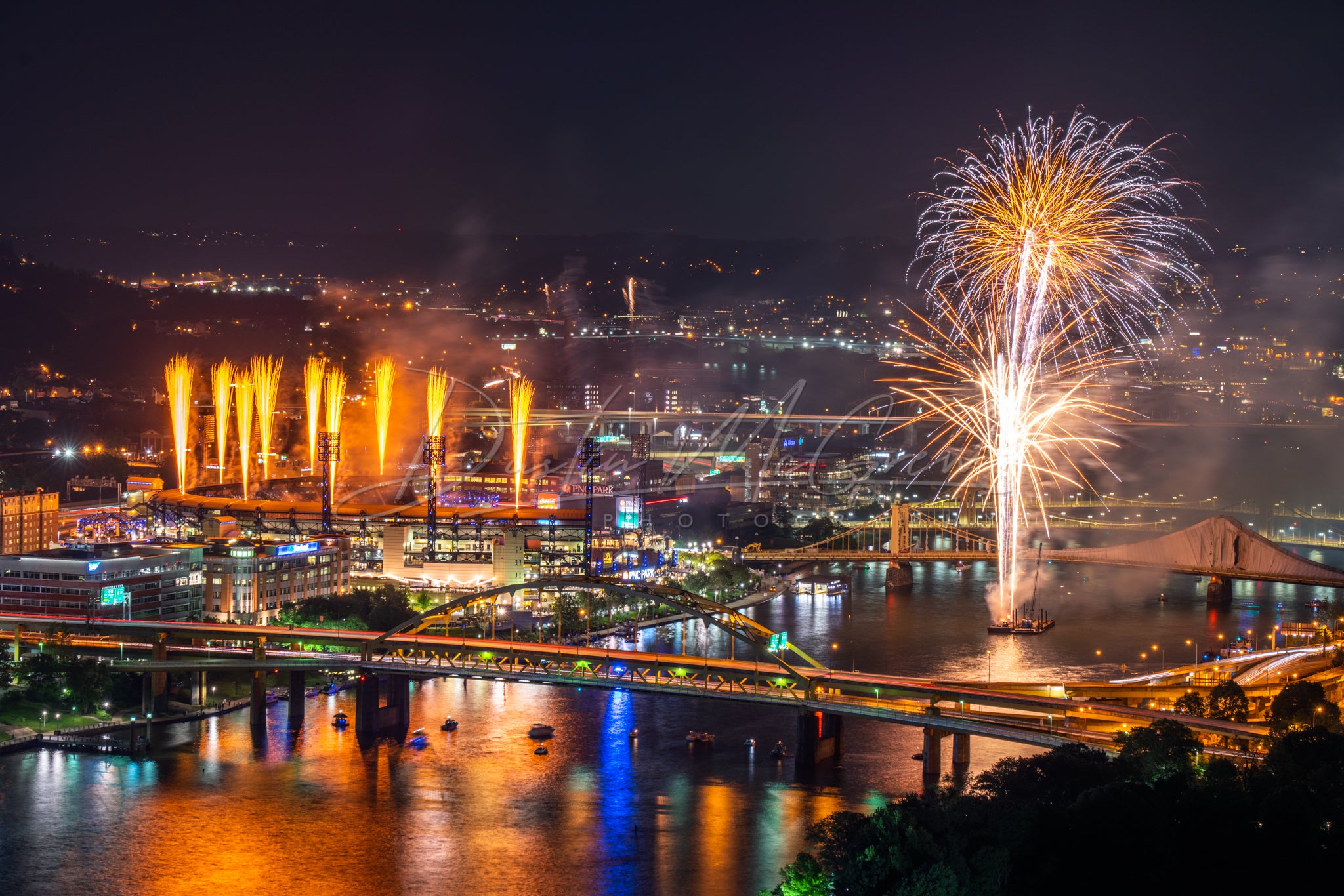 Pittsburgh Skyline Photo - PNC Park and Pittsburgh Fireworks Show – Dustin  McGrew Photography