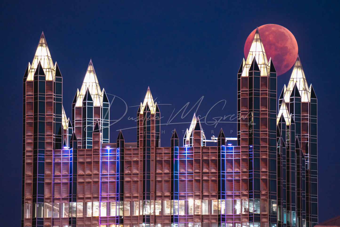 Lunar Eclipse Moon and PPG Place