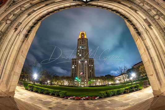 Cathedral of Learning Framed by the Archway of Heinz Chapel