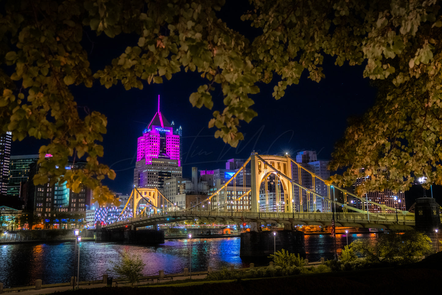 Clemente Bridge with 5th Ave Place Framed by a Tree