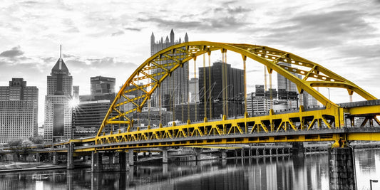 Pittsburgh Art - Fort Pitt Bridge Selective Color Photo Skyline
