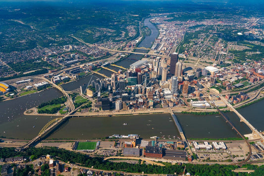 Pittsburgh Photo Print - An Aerial View Of The City Bridges Wall Art Prints Metal