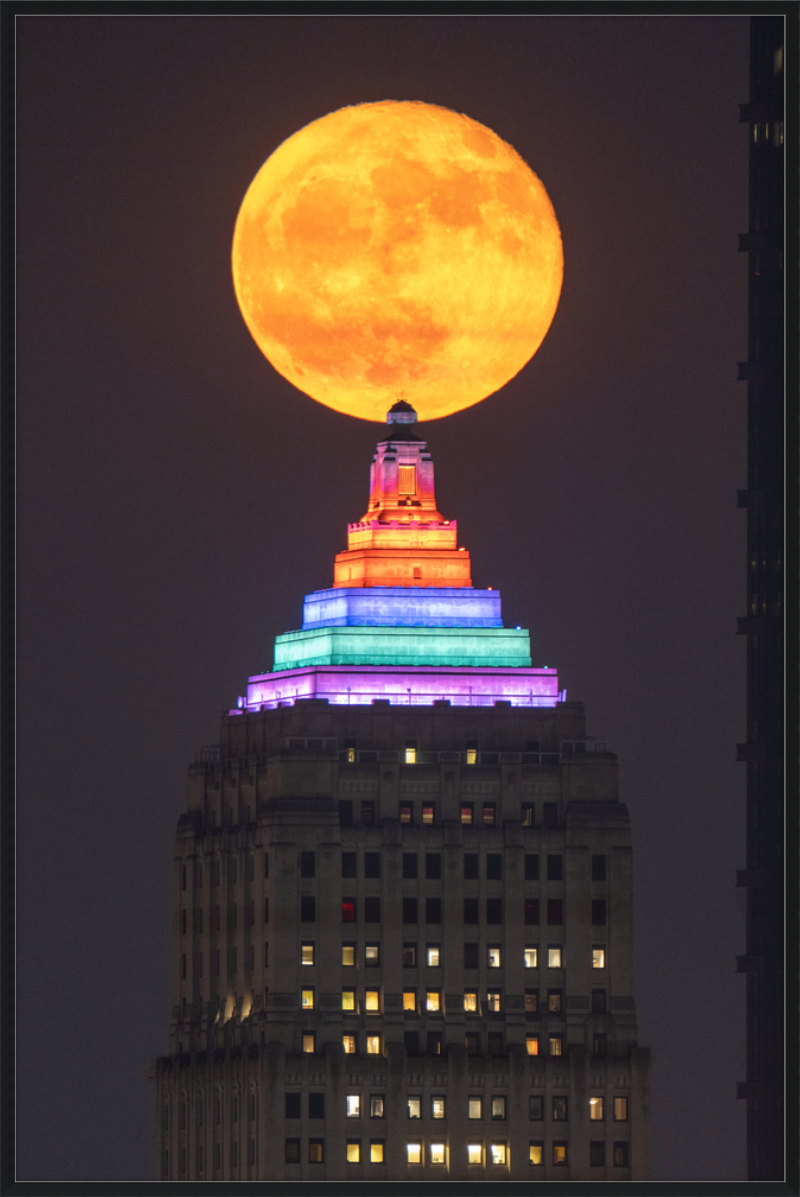 Full Moon Over the Gulf Tower - Framed Print