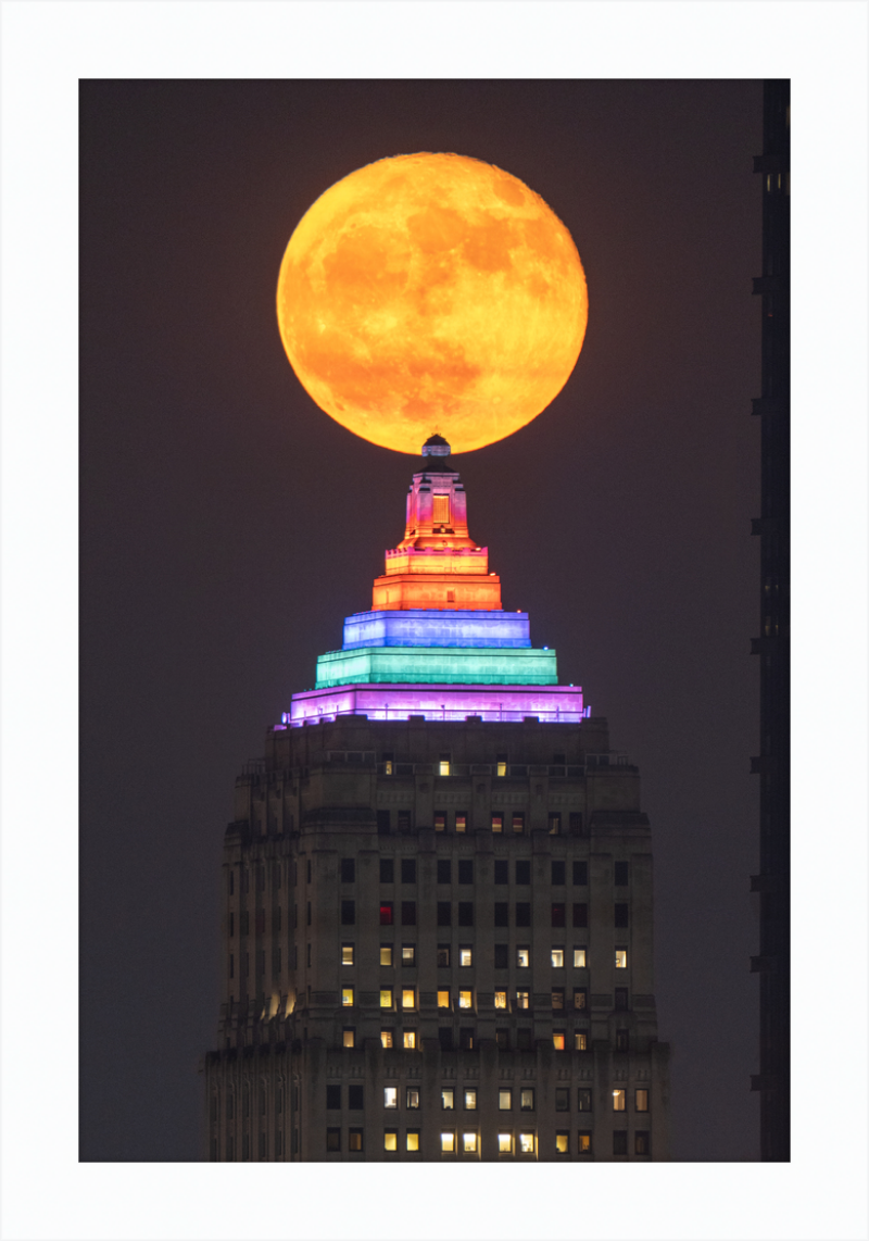 Full Moon Over the Gulf Tower - Framed Print